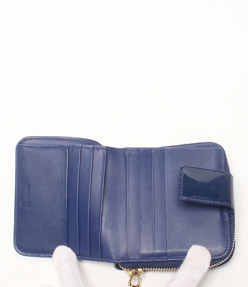 Saint Laurent wallet enamel fold Yves Bi Black